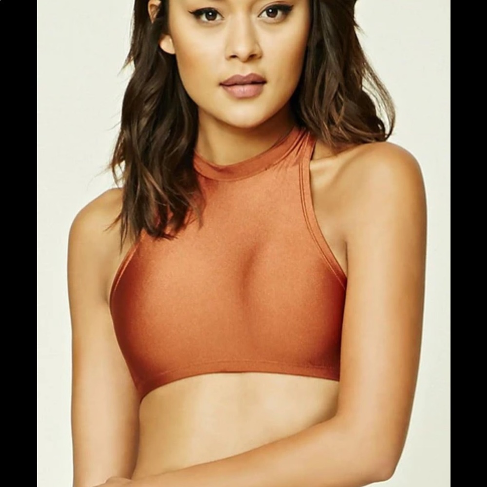 Metallic high neck bikini top M